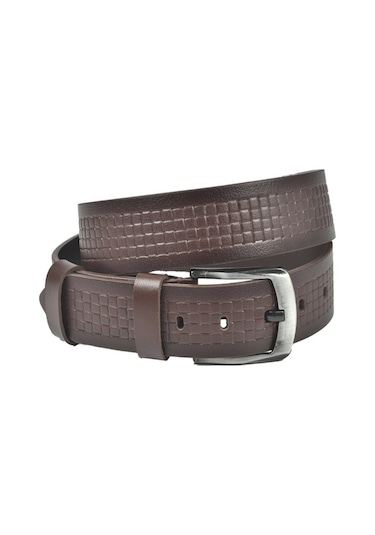 Deepsea Erkek Kahve Hakiki Manda Derisi Kot Kemeri 4,5 Cm Kare Desenli Spor Kot Kemeri 2402632 Kahve