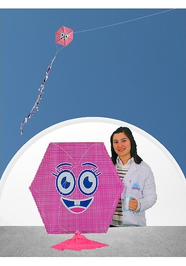 Naylon Altıgen Gülenyüz Uçurtma Orta Boy