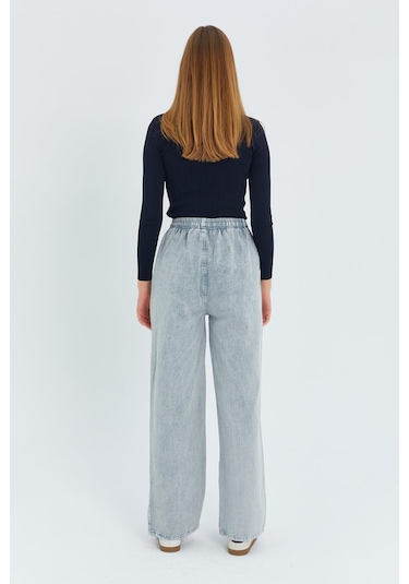 4572 Kadın Parça Boya Palazzo Pantolon Gri Gri