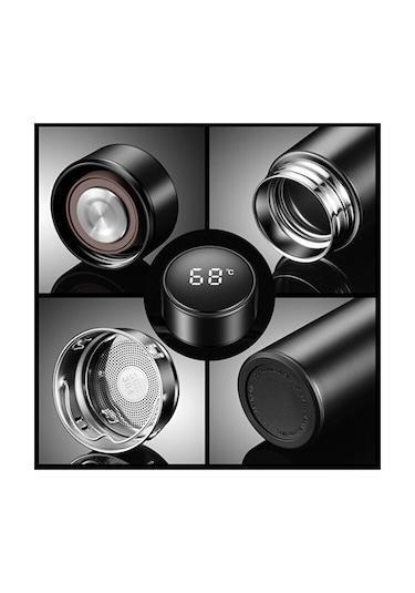 Dereceli Dijital Pembe Paslanmaz Termos 500ml Pembe