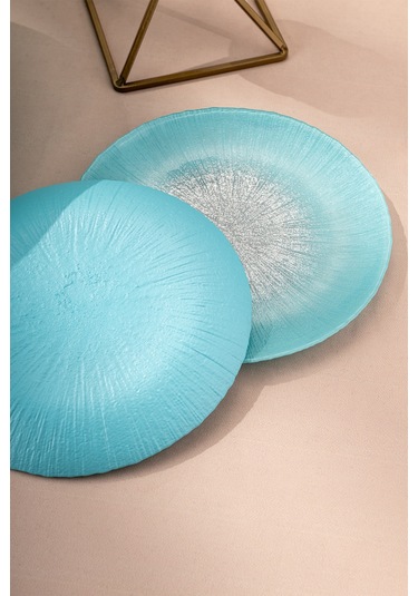 Emsan Pastel 7 Parça Cam Pasta / Tatlı Seti Mavi Mavi