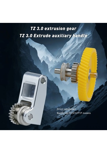 Fosenze Bambu X1c/p1p İçin Dlc Sert Çelik Dişli Ekstruder Kolu Seti - 9:53 Oranı, Sert Çelik+pom+alüminyum, 1.75mm Filament Desteği Diğer