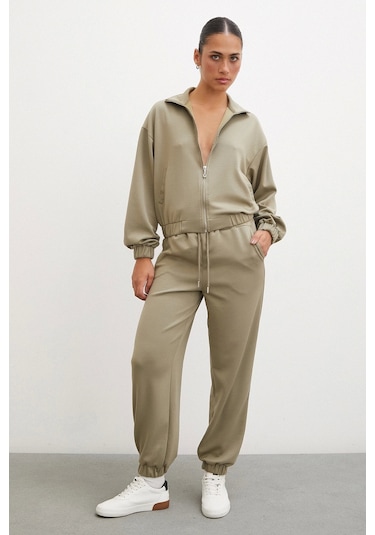 Never More Fermuarlı Sweatshirt Çağla Çağla Yeşili