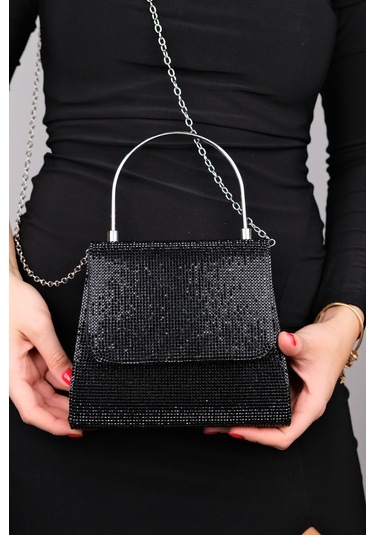 Luvishoes Lamaya Siyah Taşlı Kadın El Çantası Siyah