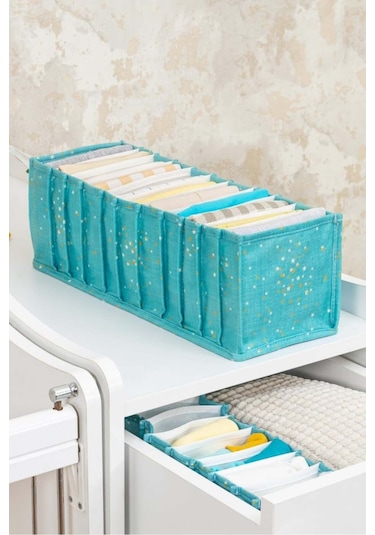 Baby Akordiyon Organizer Çekmece Düzenleyici Medium, Mavi, 15 X 43 X 14 Cm Desenli