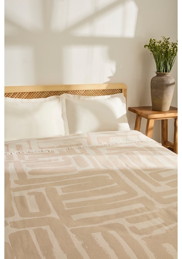 Kaşmir Home Mosy Çift Kişilik Jakar Muslin Pike Bej Bej