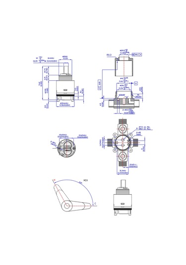 40mm Basınç Denge Kartuşu Açık Mavi