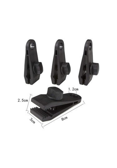 Dolıty 10/12 Adet Tente Tarp Kelepçe Seti Çadır Klipsleri 10-klips+siyah-bungee Siyah