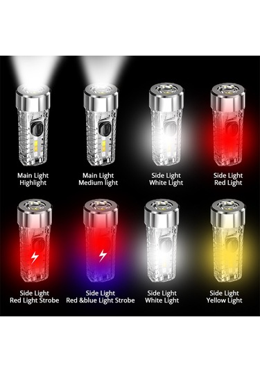 Neevoyu Mini Çok Fonksiyonlu Anahtarlık Feneri - 5w Parlak, Çok Modlu, Taşınabilir Ve Hafif Mavi