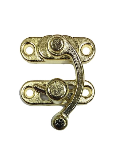 2 Adet Büyük Boy Yay Gözü Kancalı Kilit Sarı Kutu Sandık ve Kapak Klipsi 37x45 mm