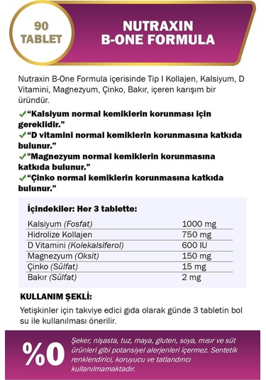 Nutraxin B-one Formula 90 Tablet 3 Adet