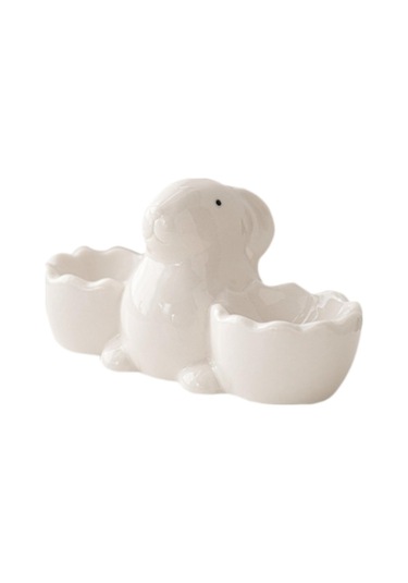 Suntek Seramik Yumurta Kupası Masa Tepsisi Ev Dekoru Beyaz