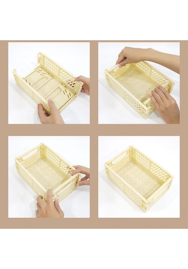 Sones Katlanabilir İstiflenebilir Depolama Sepeti Plastik İçi Boş Ev Ofis Düzenleyici Konteyner Büyük Açık Mavi