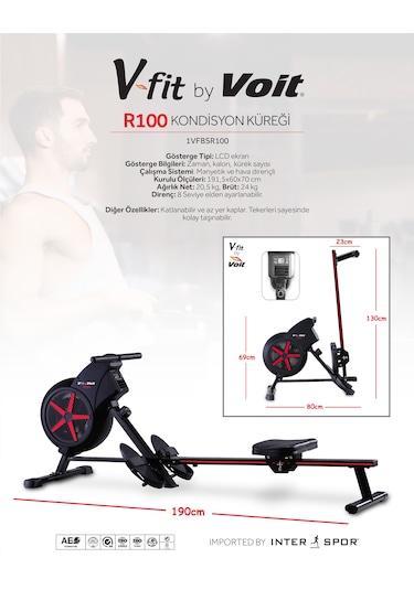 V-fit By Voit R100 Kondisyon Küreği Hava Dirençli Manyetik Sistem