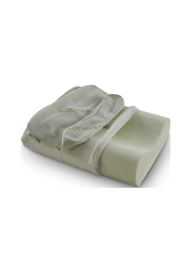 Rudu Aloevera Kılıflı Medikal, Boyun Destekli Çift Taraflı Ortopedik Visco Yastık 51x41x13-11cm 1350gr Beyaz - Yeşil