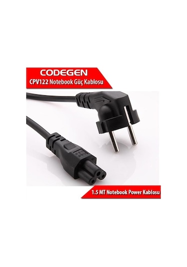 Codegen Yonca Uçlu Notebook Power Güç Kablosu 1 5 Metre 0 75Mm