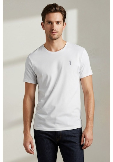 Erkek Standart-fit Bisiklet Yaka %100 Pamuk 4'lü Basic Tişört Paketi Kzk-101 Çok Renkli