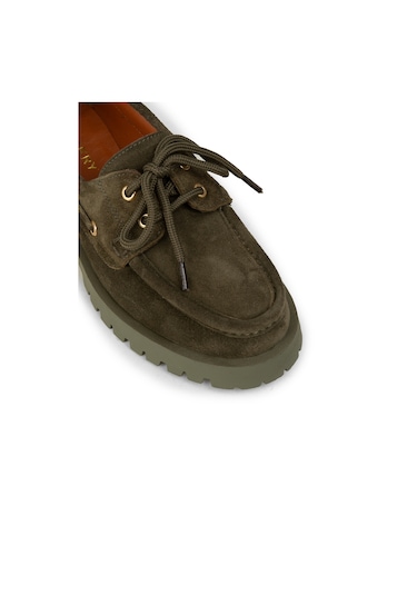 Deery Kadın Hakiki Süet Yeşil Marin Loafer - 02036zyslc01