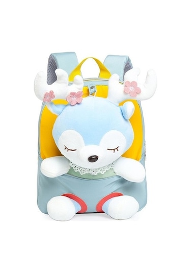 Xinqi Trading Karikatür Peluş Geyik Küçük Çocuk Sırt Çantası - Pembe Qgrr65 Açık Gri