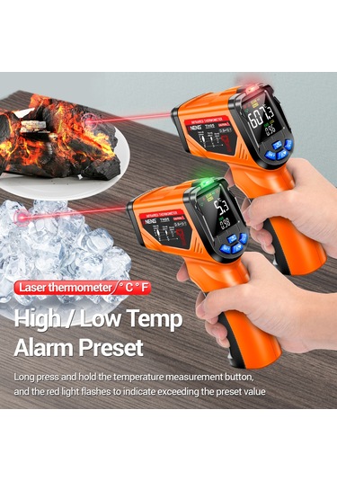 Youmex Aneng Th05 Endüstriyel Enstrüman: Kızılötesi Lazer Sensörlü, -20 C 650 C Hızlı Ölçüm, Kesintisiz Ekran, Turuncu Pil Dahil Değil