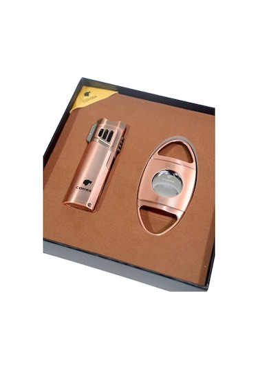 Cohiba Çakmak Kesici İkili Bronz Puro Seti