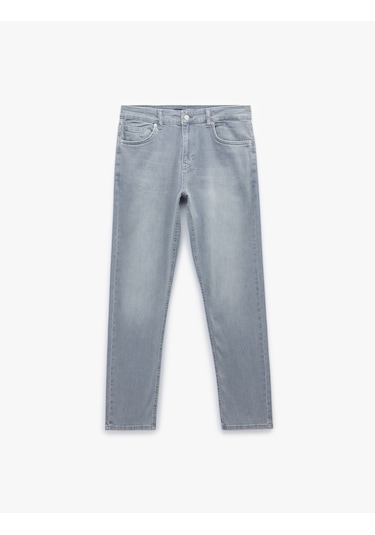 Koton Normal Bel Cepli Slim Fit Jean Pantolon - Brad Jean Gri 6wam40024ıd Gri