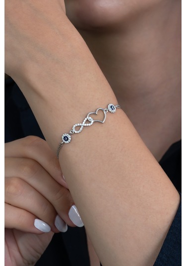 Kalbe Bağlı Sonsuzluk Kadın Gümüş Bileklik Wsb56