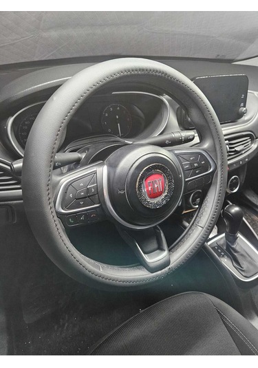 Direksiyon Kılıfı Siyah Geçmeli Tüm Araba Taksi Minibüse Uygun 37-42cm Siyah