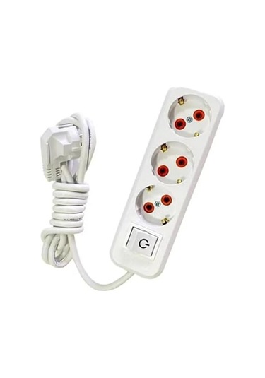 Metre 3'lü Priz - Anahtarlı Uzun Esnek Kablolu, Güvenli Ve Dayanıklı Uzatma Kablosu 1