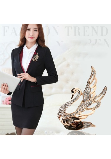 Sones Kadın Moda Kuğu Kristal Eklemeli Matkap Broşlar Mor