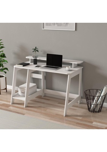 Country Ergonomik Çalışma Masası, Modern Bilgisayar Masası - Beyaz
