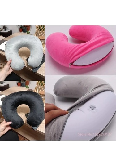 1 Adet U Şeklinde Seyahat Yastığı Taşınabilir Şişme Boyun Diğer