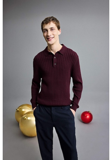 Defacto Standart Fit Polo Yaka Triko Kazak E5335ax25wnbr34 Bordo-br34 Defacto Standart Fit Polo Yaka Triko Kazak E5335ax25wnbr34 Bordo-br34