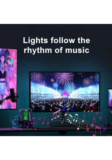 Qingmipy Rgb Müzik Senkronizasyonlu Led Işık Bariyeri - 5050rgb Ic, Yazılım Kontrollü Renk Ve Ritim Modları 24/27/32 İnç Çok Renkli