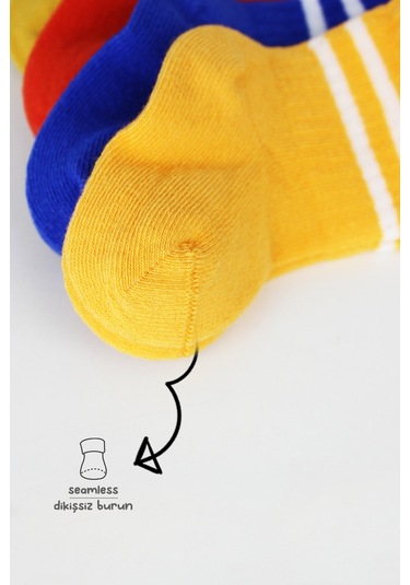 Bistyle 6'lı Penye Çemberli Soket Çorap Bs6003 Sarı 001