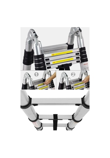 Ebax 2.2+2.2 , 4.4 Metre,7+7 Basamak, 14 Basamak Çift Yönlü Teleskopik Merdiven