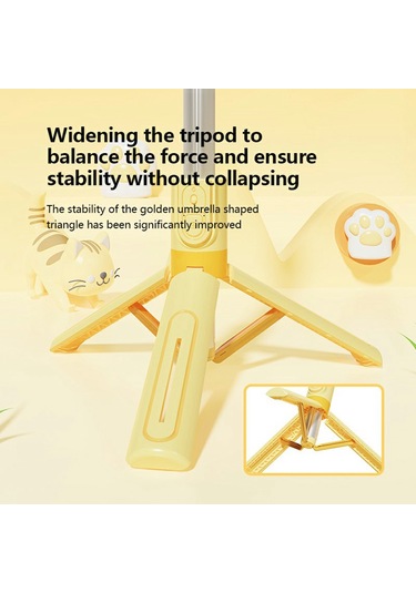 Kt02 A10 Karikatür Tripod Selfie Çubuğu Uzatılabilir Telefon Tripod Çift Işıklı Çekim Kiti Standı