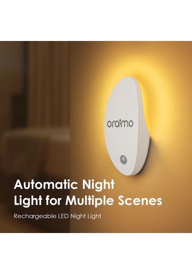 Konesam Oraimo Akıllı Gece Lambası 4000k Sıcak Işık, Hareket Ve Işık Sensörlü, 4 Ay Pil Ömrü, 0.5w Enerji Tasarruflu, Çok Yönlü Kullanım Beyaz
