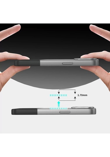 İphone Uyumlu 15 Pro Kılıf Magsafe Şarj Kartlıklı Mıknatıslı Duble 1.7mm Kapak Kart Bölmeli Lacivert
