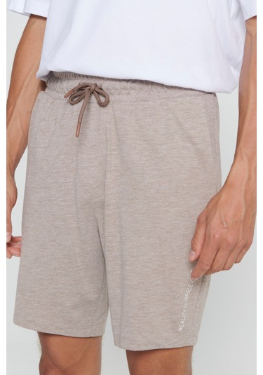 Ac&Co / Altınyıldız Classics Erkek Kahve Melanj Standart Fit Normal Kesim Pamuklu Rahat Örme Şort