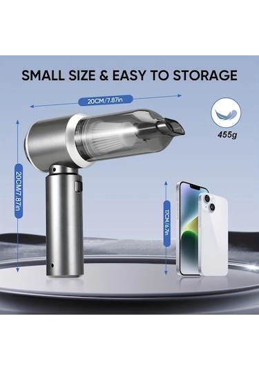 Fochsia Grey 18000pa Güçlü Araç El Süpürgesi 100w Yüksek Güçlü Islak Kuru Hacımlı Pil