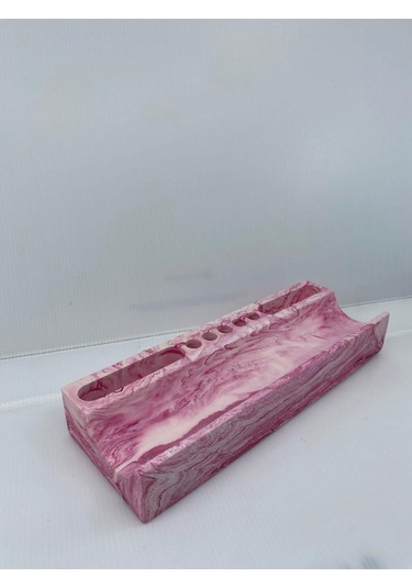 Mermer Desenli Beton Ev Ofis Masa Düzenleyici Kalemlik Organizer Pembe Pempe