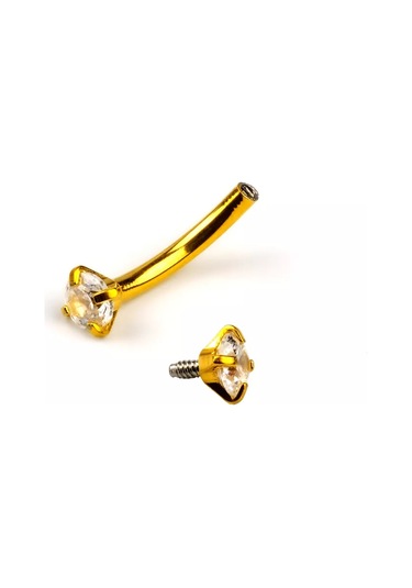 Visla Jewelry Göbek Deliği Ve Kaş İçin Muz Tipi Bar Piercing. 265662323 Altın