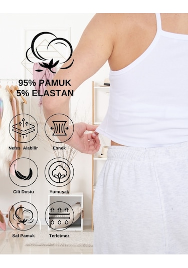Alya Underwear Kaşkorse Geniş Yaka Askılı Crop Beyaz