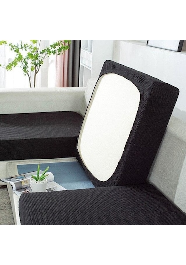 Siyah 1 Parça Su Geçirmez Streç Jakarlı Minder Örtüsü Kanepe Örtüsü Yumuşak Esneklik Pillow Cover-40x40cm