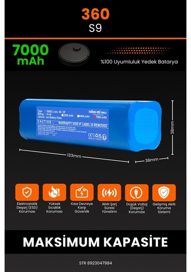 360s9 7000.mah Robot Süpürge Bataryası