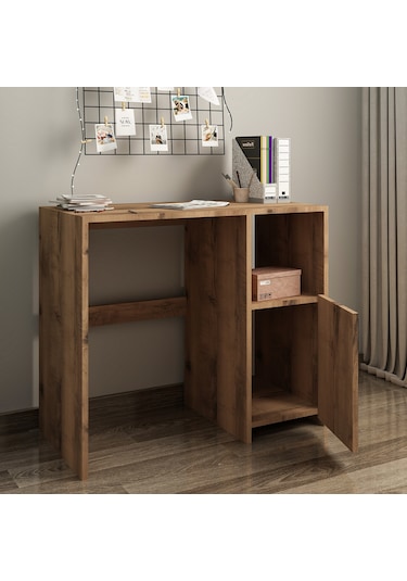Kuzey Tek Kapaklı Çalışma Masası Minimal Tasarım Antik Ceviz