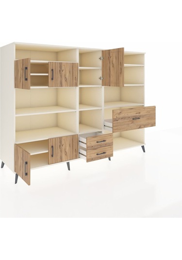 Kronos Dolap 13 Raflı 3 Çekmeceli 5 Kapaklı 220x59x163 Aytaşı-çam Aytaşı-çam