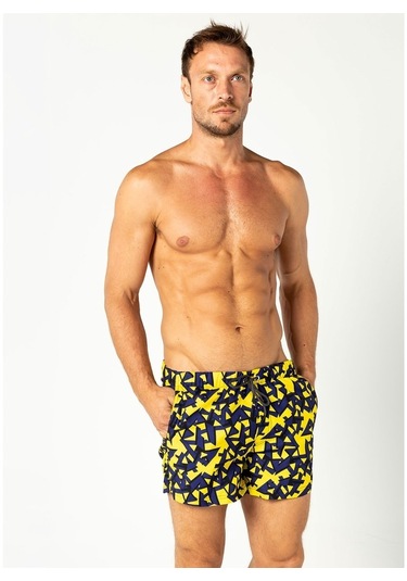 Herrmen Amorf Sarı Mor Şort Mayo Sarı