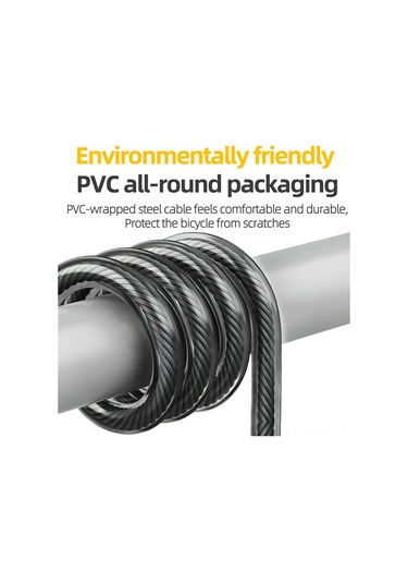 Geeksen 150cm Çelik Kablolu Pvc Kaplı Kilit, Şifreli Antifantezi Bisiklet Kilidi, Taşınabilir Spor Bisikleti Koruması